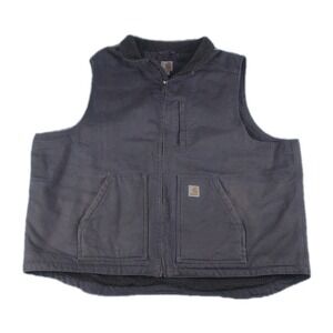 Carhartt Sherpa Lined Vest Canvas  Fleece Men's Sz XXL Gray  Full Zip Work Wear.